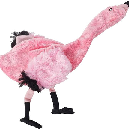 SPOT Skinneeez Flamingo 13 Inch Stuffing-Free Plush Squeaky Dog Toy – Soft Interactive Chew Toy for Small and Medium Dogs – Mess-Free Play for Light & Moderate Chewers