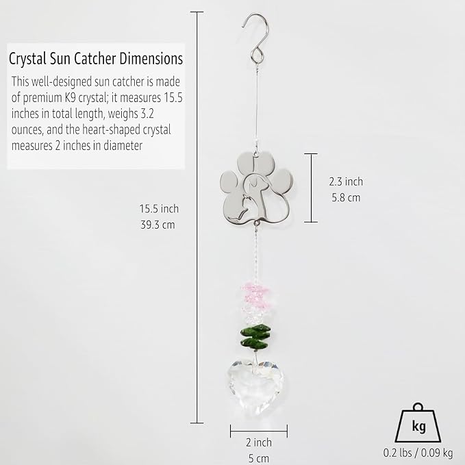 Pet Memorial Suncatcher, Dog Memorial Gifts, for Pet Loss and Pet Sympathy, Thoughtful Bereavement Remembrance Gifts for Dogs and Cats