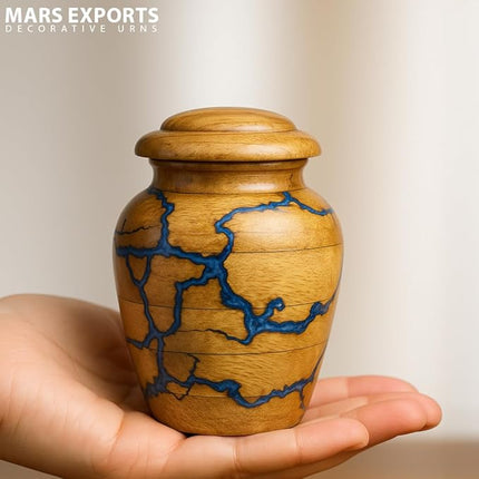 Handcrafted Wooden Urn for Human Ashes Adult Male - Small Decorative Urn for Ashes for Women & Men - Funeral & Burial Urn - Holds Up to 20lbs (Small)