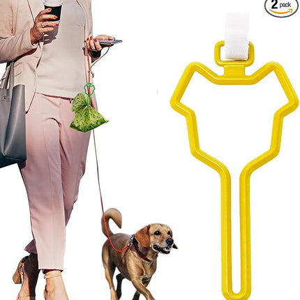 Dalzom® 2Pcs Dog Poop Bag Holder, Waste Bag Holder Carrier for Leash, Dog Poop Bag Dispenser for Walking Running Bicycle Accessory (Yellow)