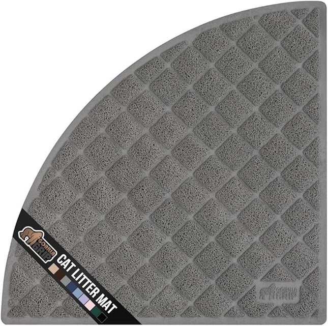 GORILLA GRIP Cat Litter Box Mat, 32x32, Water Resistant, US Designed Kitty Litter Trapping Mats, Easy to Clean, Scatter Control, Less Mess and Clean Floors, Kitten Supplies for Indoor Cats, Gray