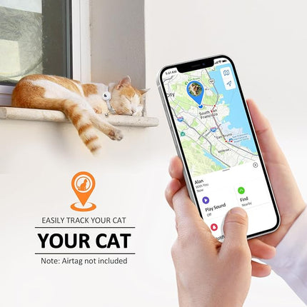 Apple AirTag Cat Collar, GPS Tracker with Reflective Breakaway Design, Lightweight Kitten Collar with Bell (Gray/Luminous Blue)