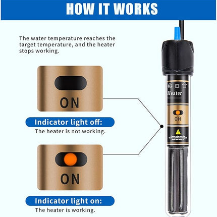 FREESEA 300 Watt Aquarium Fish Tank Heater with Aquarium Submersible Thermometer