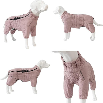 Lotus Warm Dog Coat, Double Layers, Windproof, Waterproof, Reflective, Pink, Small to Large Sizes
