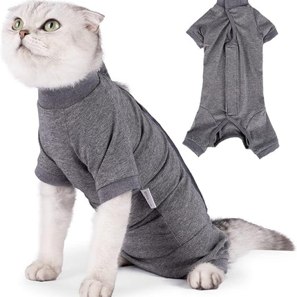 LIANZIMAU Cat Surgical Recovery Suit Professional for Male Female Dog Abdominal Wounds Cone E-Collar Alternative Anti-Licking Pet Surgical Recovery Pajama Suit Soft Fabric Onesie for Cats
