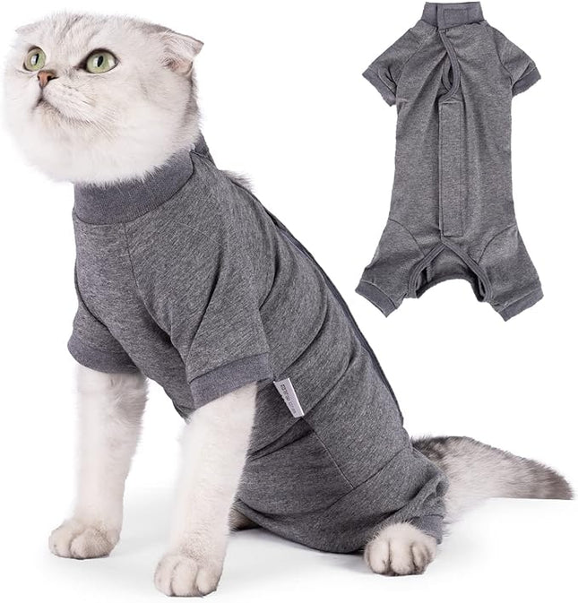 LIANZIMAU Cat Surgical Recovery Suit Professional for Male Female Dog Abdominal Wounds Cone E-Collar Alternative Anti-Licking Pet Surgical Recovery Pajama Suit Soft Fabric Onesie for Cats