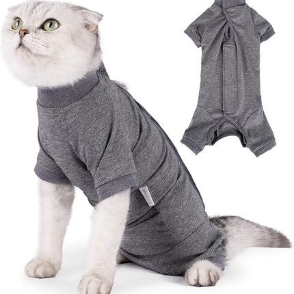 LIANZIMAU Cat Surgical Recovery Suit Professional for Male Female Dog Abdominal Wounds Cone E-Collar Alternative Anti-Licking Pet Surgical Recovery Pajama Suit Soft Fabric Onesie for Cats