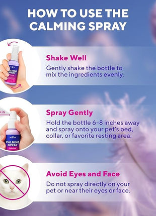 Calming Pheromone Spray & Scratch Repellent for Cats - Reduces Scratching Furniture, Pee - During Travel, Fireworks, Thunder, Vet Zone - Helps with Stress, Fighting, Hiding (60 ml (2 pack))