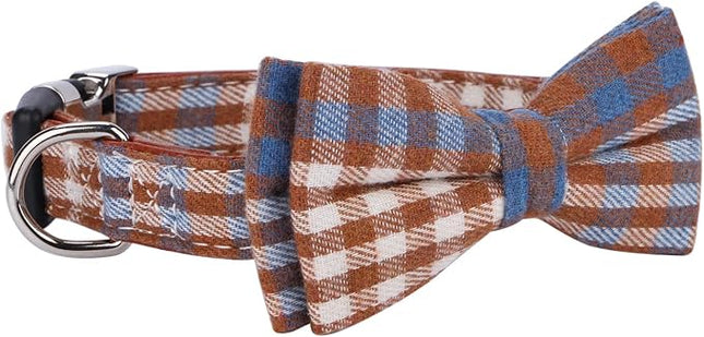 Faleela Soft &Comfy Bowtie Dog Collar,Detachable and Adjustable Bow Tie Collar,for Small Medium Large Pet (Medium (Pack of 1), Blue and Whit)