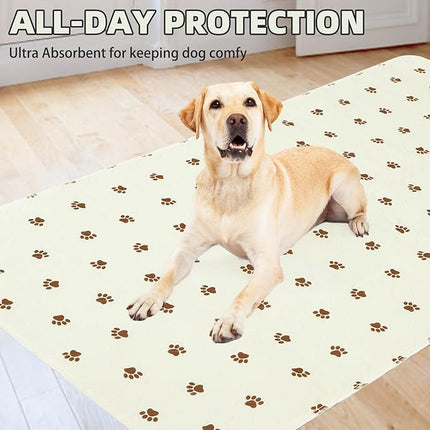 PUPTECK Washable Pee Pads for Dogs - Waterproof Reusable Puppy Potty Training Pads Whelping Mat - Fast Absorption Non-Slip Pet Food Feeding Mat (Beige, 36x72 Inch (Pack of 2))