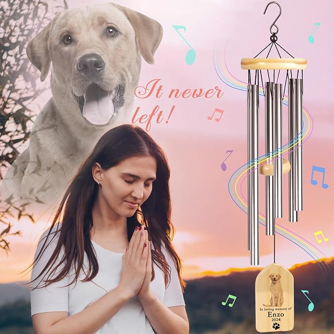 Dog Memorial Gifts for Loss of Dog, PEMIRSAYO Pet Memorial Wind Chime, Pet Memorial Gifts for Dogs, Pet Sympathy Gifts for Dogs, Pet Remembrance Gift Dog, Pet Loss Gifts