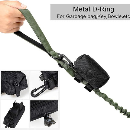 Dog Collar and Leash Set:-Adjustable Nylon Dog Collar with Handle Shock Absorbing Retractable Strong Dog Leash for Medium and Large Dogs with Airtags Holder Patches