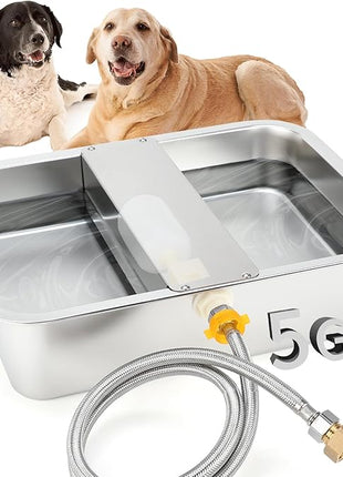 BWOGUE 5 Gal Automatic Dog Water Dispenser for Large Dogs Stainless Steel Outdoor Water Bowl Large Breed Self Filling Dog Waterer Feeder for Dogs Cat Chicken Livestock