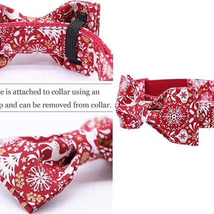 ARING PET Christmas Dog Collar with Bowtie, Cute Red Xmas Pet Collars for Small Medium Large Boy Girl Dogs-S