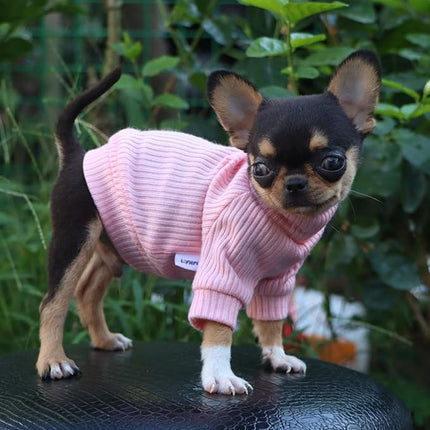 LOPHIPETS Small Dog Turtleneck Sweaters for Teacup Chihuahua Yorkie Puppy Cat Clothes-Bright Light Pink/XXS
