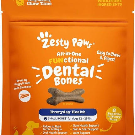 Zesty Paws All-in-One Functional Dental Bones, Small, 6ct