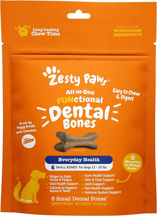 Zesty Paws All-in-One Functional Dental Bones, Small, 6ct