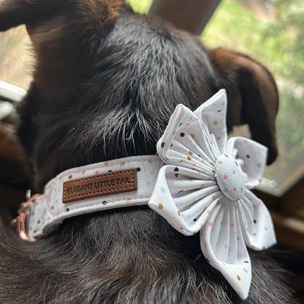 Elegant little tail Dog Collar, Dog Collar with Flower, Boy Girl Dot Cute Pet Collar Flower Dog Collars Adjustable Dog Collar for Large Dogs