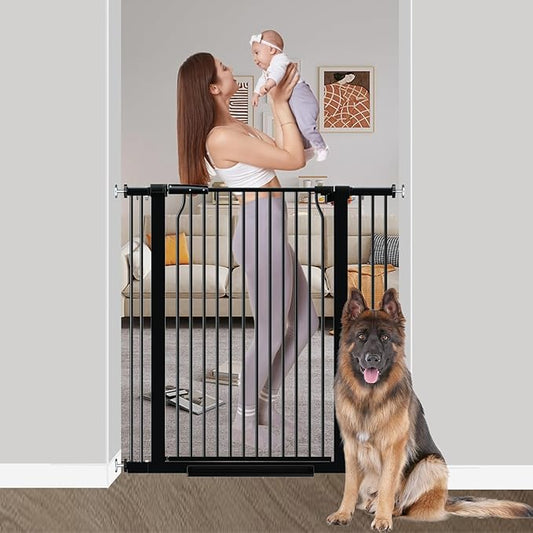40.55" Extra Tall Baby Gate for Stairs-29.6"-40.5" Wide 1.37" Ultra Narrow Spacing Extra Wide Pet Cat Gate Dog Gate-Auto-Close Pressure Mounted Dog Door for Pets and Kids,Black(29.6"-40.5")