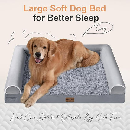 Large Dog Bed Orthopedic Washable: Beds Bolster XL Bed Big XLarge Dogs Memory Foam Couch Sofa Waterproof with Removable Cover