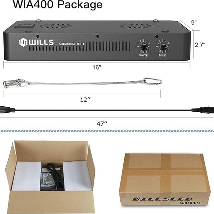 WILLS Aquarium Light, Full Spectrum Reef Lights for Coral with Dual Dimmable Channels, 55 Premium SMD Chips, Daisy Chain Design, Hanging Saltwater Fish Tank Light for SPS/LPS Coral Reef (165W/Black)