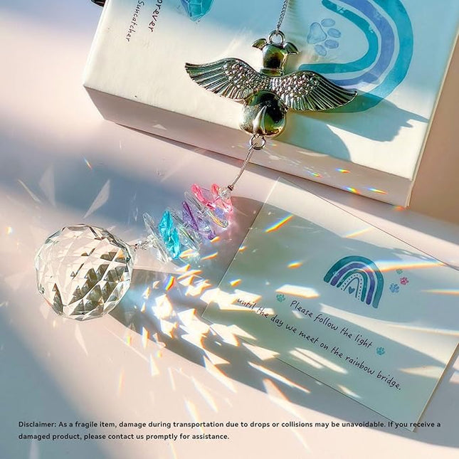 Loss of Dog Sympathy Gift - Dog Memorial Suncatcher, Pet Loss Crystals Prisms Rainbow Maker, Rainbow Bridge Dog Memorial Gifts, Passing Away Remembrance Sun Catcher, Pet Loss Bereavement Gift Idea