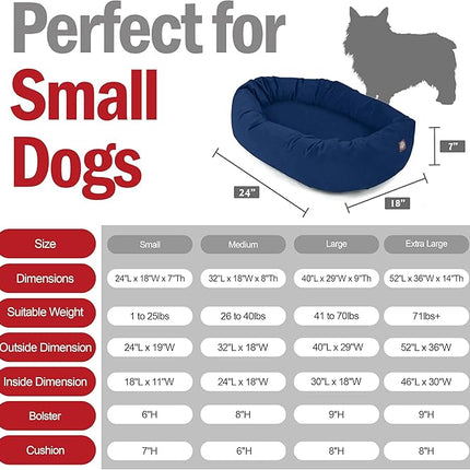 Majestic Pet 24 Inch Suede Calming Dog Bed Washable 24x19x7 (Inch) – Cozy Soft Round Donut Dog Bed with Spine Support for Dogs to Rest Their Head - Pet Bed Small – Navy (2025)