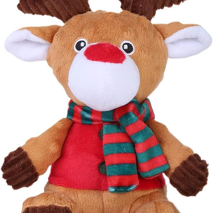 Blnboimrun Christmas Reindeer Plush Dog Toy with Squeaker, Holiday Chew Toys for Puppy Teething, Interactive Stuffed Animal with Crinkle Paper for Small Medium Dogs, Best Gift for Pets