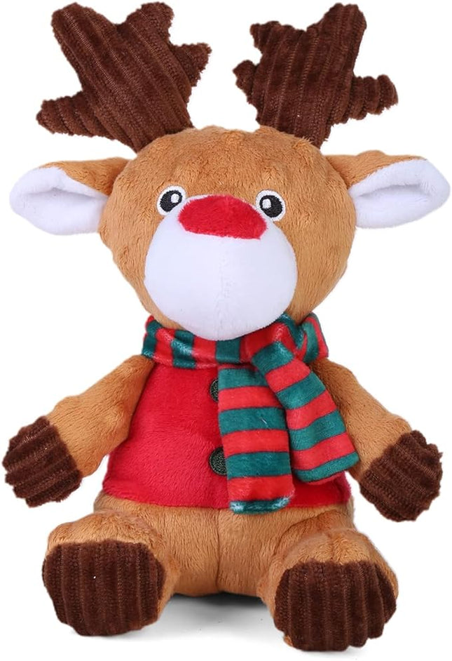Blnboimrun Christmas Reindeer Plush Dog Toy with Squeaker, Holiday Chew Toys for Puppy Teething, Interactive Stuffed Animal with Crinkle Paper for Small Medium Dogs, Best Gift for Pets