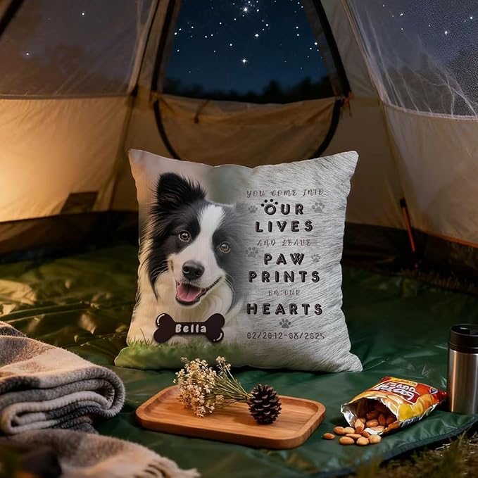 Personalized Pet Memorial Throw Pillow with Photo, Custom Pet Memorial Gifts for Dogs Cats, Loss of Dog Sympathy Gift Dog Bereavement Remembrance Picture Pillow