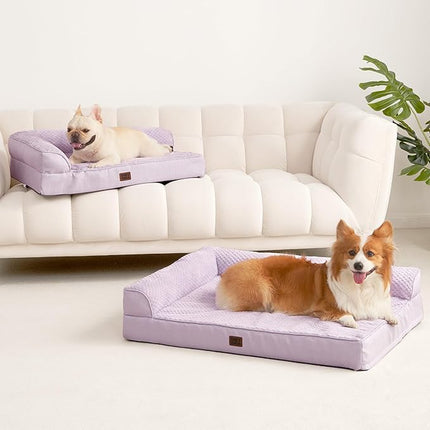 EHEYCIGA Memory Foam Dog Bed XLarge Sized Dogs, Extra Large Dog Bed Orthopedic with Washable Removable Cover, Waterproof XL Pet Bed Couch, 44x32x6.5 Inches, Lilac