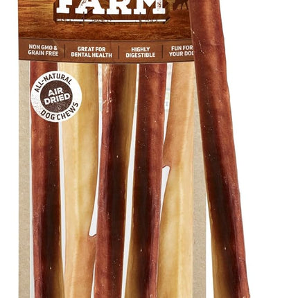 Natural Farm Odor Free Jumbo Bully Sticks (12 Inch, 5 Pack), Extra-Thick Chews for Dogs, Fully Digestible 100% Beef Treats, Supports Dental Health, Keep Your Dog Busy with 50% Longer Lasting Chews…