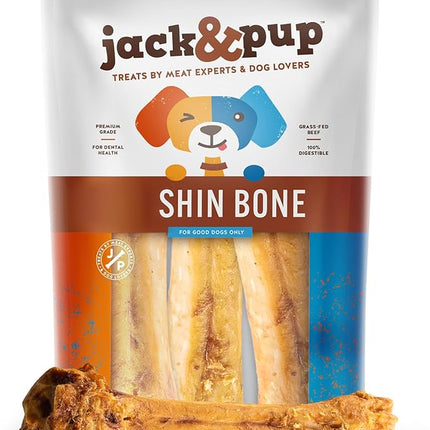 Jack&Pup 8-11” Shin Bones, Roasted Meaty Beef Bone for Dogs – Long Lasting Natural Dog Bones, Big Dog Bone for Large Dogs (3 Pack)