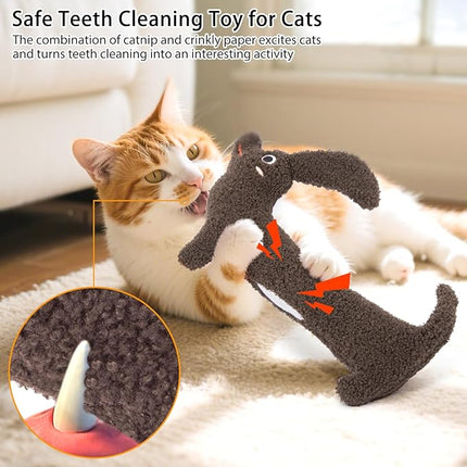 Refillable Catnip Toy for Indoor Cats Kitten, Natural Catnip & Silvervine Safe Teeth Cleaning Kitty Kicker Toy 15In, Crinkle Sound Interactive Cat Nip Chew Toys, Brown