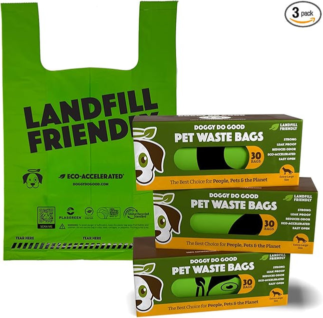 Doggy Do Good Poop Bags for Dogs (90 Ct), Easy Open Dog Poop Bags Single Roll, Certified Home Compostable