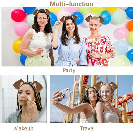 Beviliu Dog Ears Golden Movable, Realistic Animals Ears Headband Brown, Fluffy Cat Bunny Bear Costume Halloween Christmas for Washing Makeup Cosplay Birthday Party