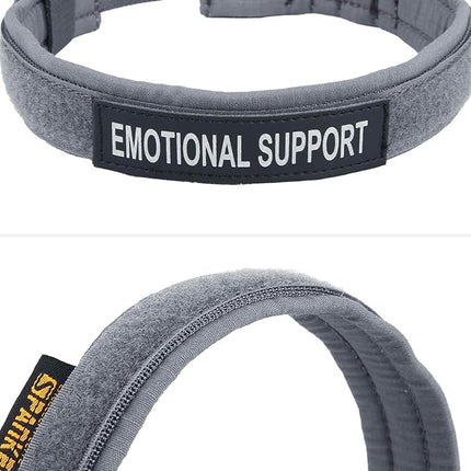 EXCELLENT ELITE SPANKER Tactical Small Puppy Dog Collar Nylon Adjustable Heavy Duty Military for Small Medium and Large Dogs Pet Soft Padded Dog Collar(Gry-L)