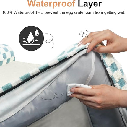 Large Dog Bed Orthopedic Washable: Beds Bolster XL Bed Medium Large Dogs Egg Crate Foam Couch Sofa Waterproof with Removable Cover - Green Grid