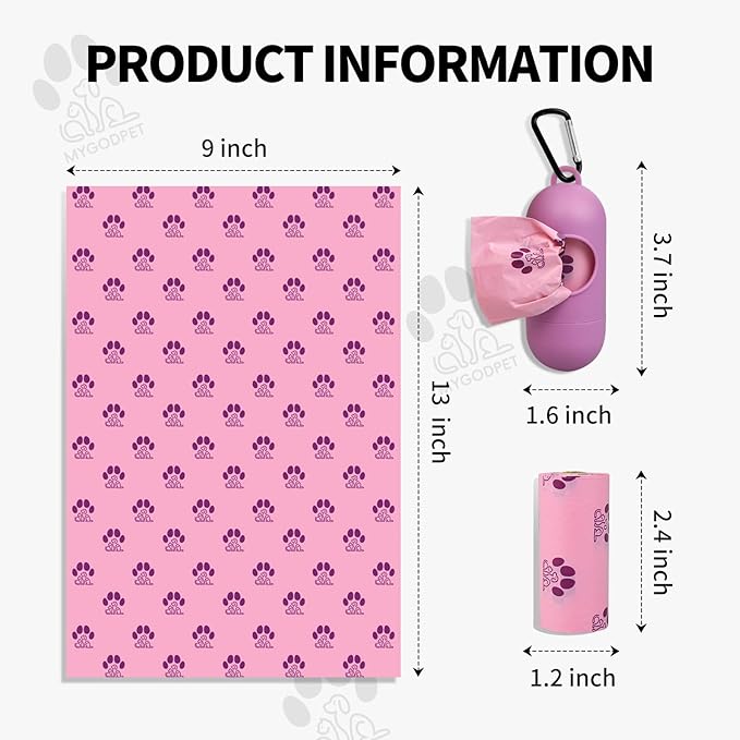 Dog Poop Bags Rolls with Dispenser 150 Count Biodegradable Bags for Dog and Cat Lavender Scented Waste Bag Leak Proof Doggie Poop Bag Doggy Trash Bag Purple