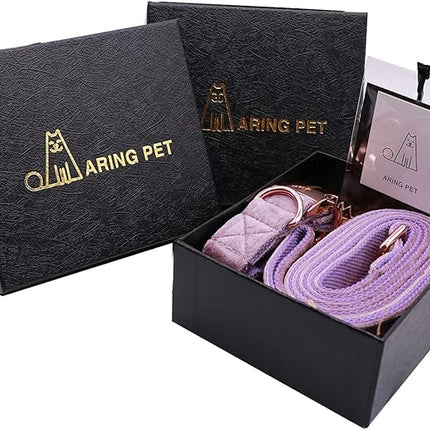 ARING PET Velvet Dog Collar and Leash Set, Soft Dog Collar and Leash, Adjustable Collars for Dogs