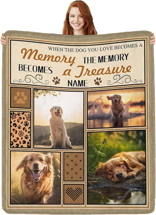 Custom Dog Memorial Gifts for Loss of Pet Cat, Personalized Dog Memorial Blanket with Photos, Pet Memorial Gifts, Pet Loss Gifts, Pet Memorial Throw Blanket, Remembrance Sympathy Bereavement Gifts