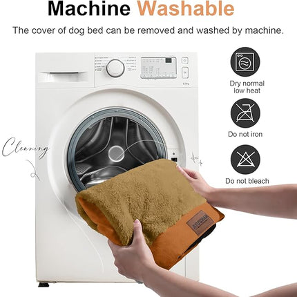 Small Dog Bed Orthopedic Washable: Beds Bolster Small Sized Dogs Bed Egg Crate Foam Couch Sofa Waterproof with Removable Cover - Orange