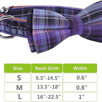 Faleela Soft &Comfy Bowtie Dog Collar,Detachable and Adjustable Bow Tie Collar,for Small Medium Large Pet (Purple, Large(Pack of 1))