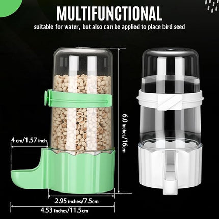 Weewooday 4 Pieces Automatic Bird Feeder Cage Water Dispenser Bird Water Feeder Hamster Cage Waterer Accessory Drinker Bottle for Hamster Parrot (Cute Style,Green, White,245 ml)