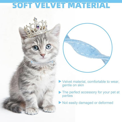EXPAWLORER Soft Velvet Safe Cat Collars for Girl Cats - Rhinestones Bling Diamante Adjustable Collars Breakaway- Chirstmas Cat Clollar Gifts with Bells for Boy Cats Kitty and Small Dogs