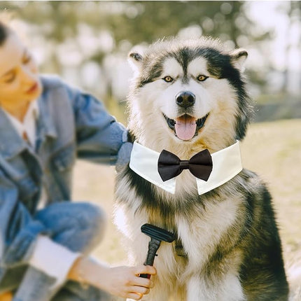 Dog Bowtie, KOOLMOX Dog Bow Tie Collar Handcrafted Adjustable Formal Pet Black Bowtie Neck Bow for Dogs Medium to Large Boy Dogs Tuxedo Collar Pet Wedding Birthday Gift