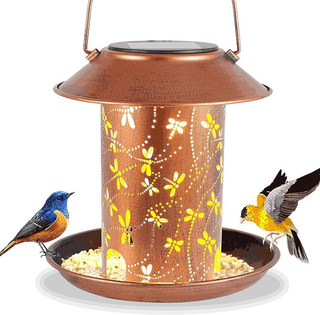 Bird Feeders for Outdoors Dragonfly Solar Lanterns Outdoor Waterproof Garden Decor Birthdays for Women Mom Grandma Metal Solar Decoration Outside LED Lanterns for Yard, Patio