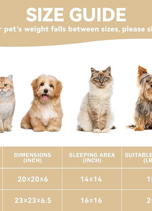 Cat Bed, 23In Dog Beds for Small Dogs, Calming Cat & Dog Beds for Indoor Pets, Pet Beds Comfortable Donut Round Ultra Soft (Camel, 23" L x 23" W x 6.5" Th)