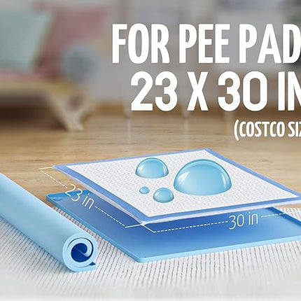 Skywin TidyFriend Pee Pad Holder Tray for 30 x 23 InchesPeepad with Corner Clips, 2 Pack Silicone Dog Potty Tray, Easy to Clean No Spill Dog Potty Training Pad Holder (Blue)