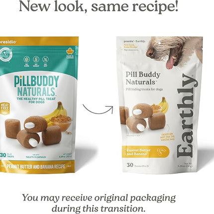 Earthly Pill Buddy Naturals - PB & Banana Recipe Pill Hiding Treats for Dogs - Make A Perfect Pill Concealing Pocket Or Pouch for Any Size Medication - 30 Servings
